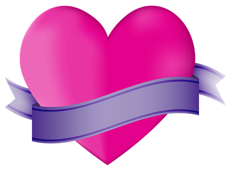 Pink Heartwith Purple Banner Graphic