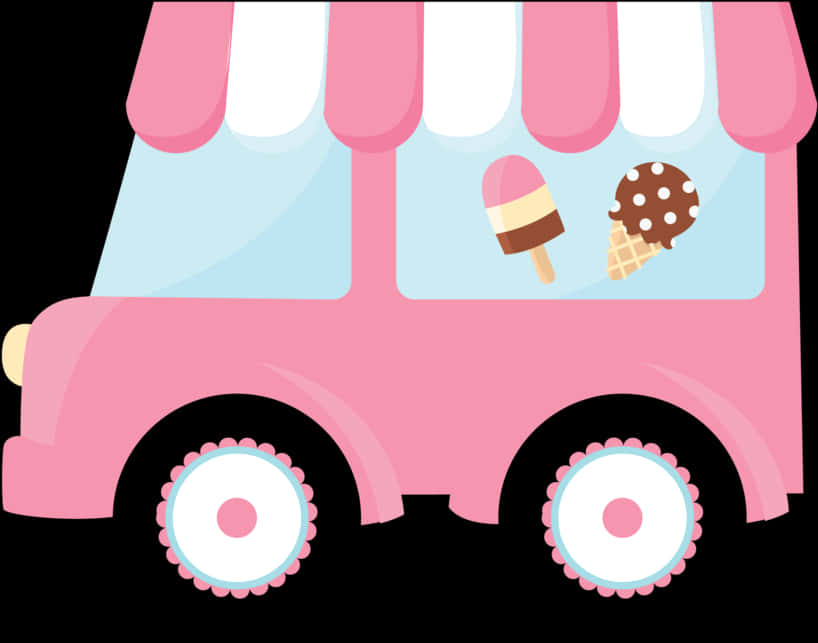 Pink Ice Cream Truck Clipart