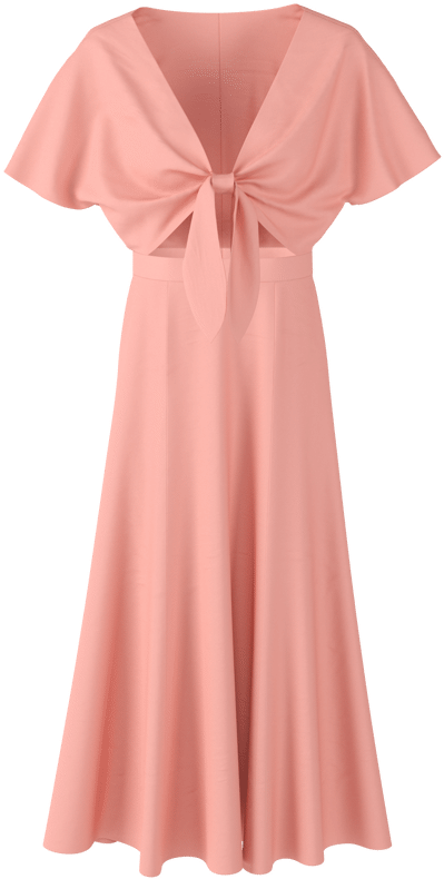 Pink Knot Front Midi Dress