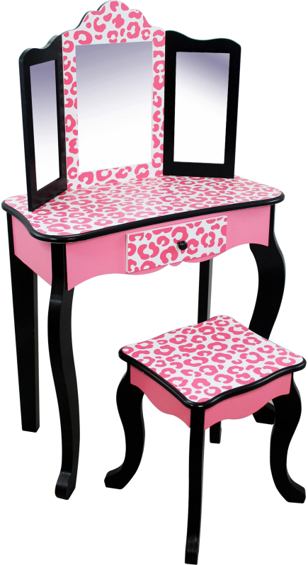 Pink Leopard Print Vanity Set