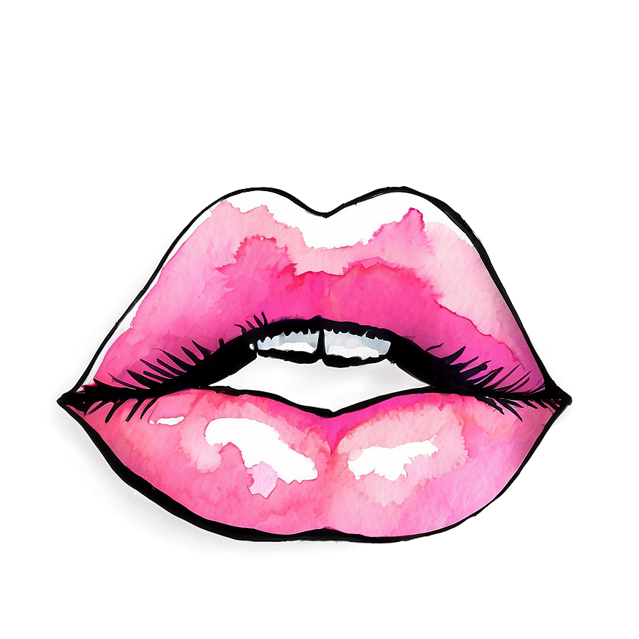 Pink Lips In Watercolor Style Png 9