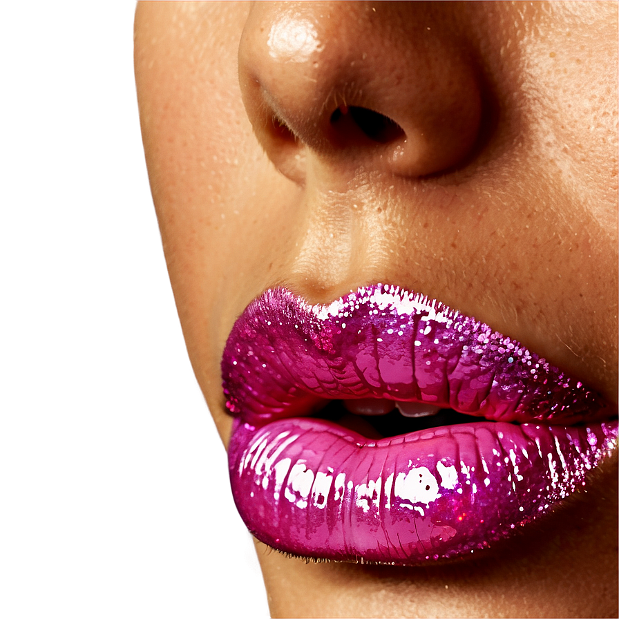 Pink Lips With Glitter Overlay Png Vfl