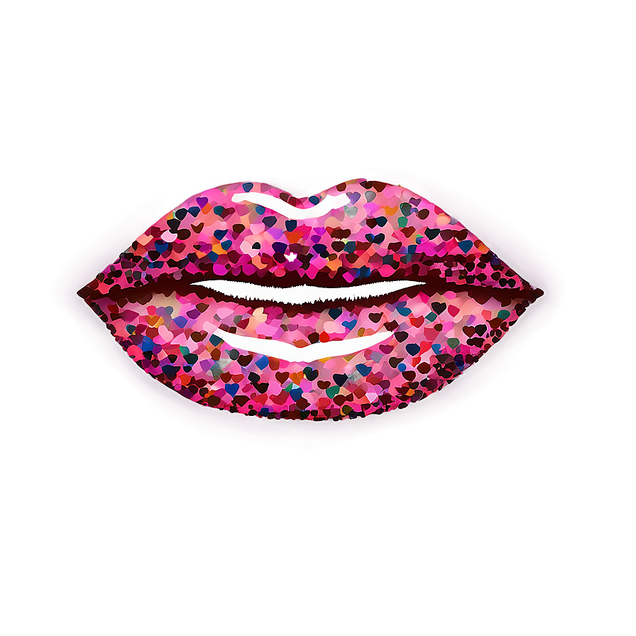 Pink Lips With Rainbow Glitter Png Btd41