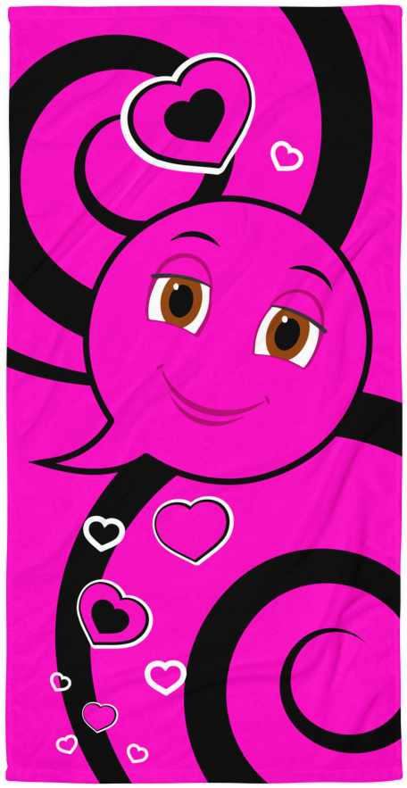 Pink Love Worm Character Towel