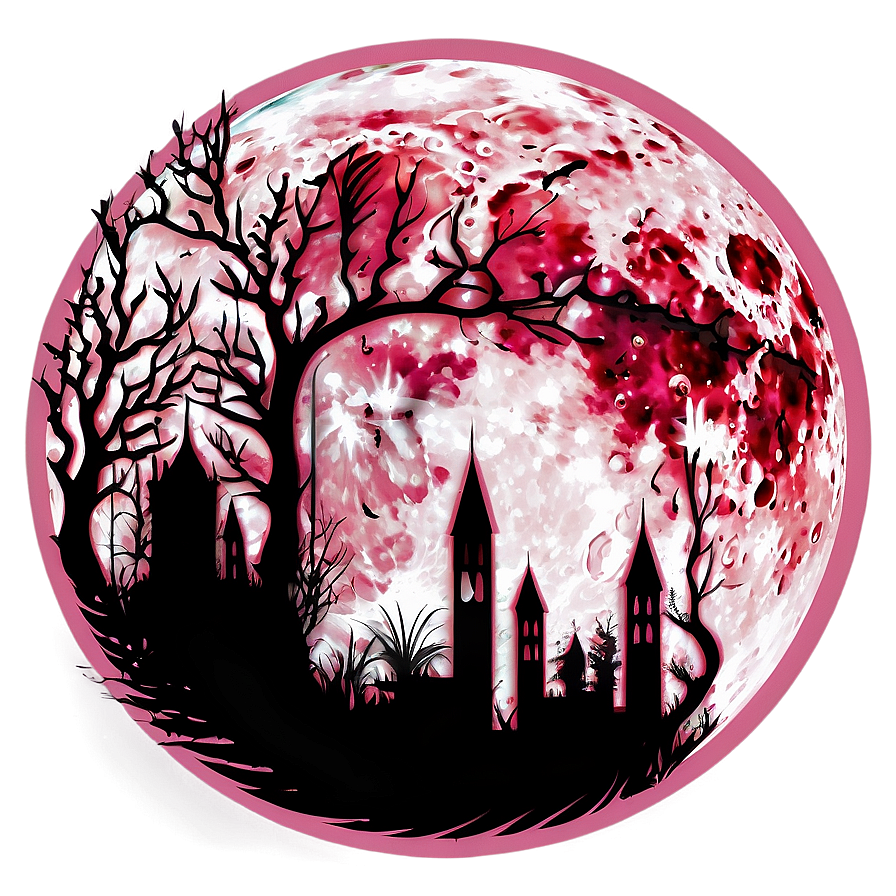 Pink Moon In Gothic Style Png Xwm