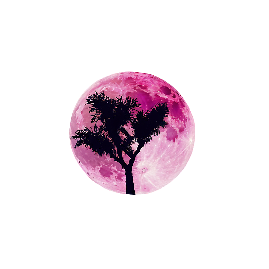 Pink Moon With Silhouette Landscape Png 06252024