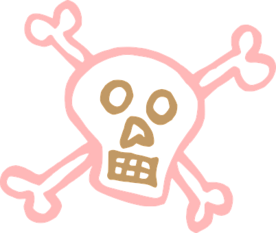 Pink Outlined Skulland Crossbones