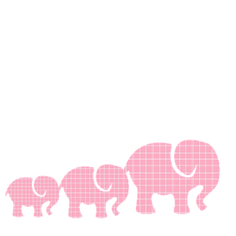 Pink Plaid Elephant Family