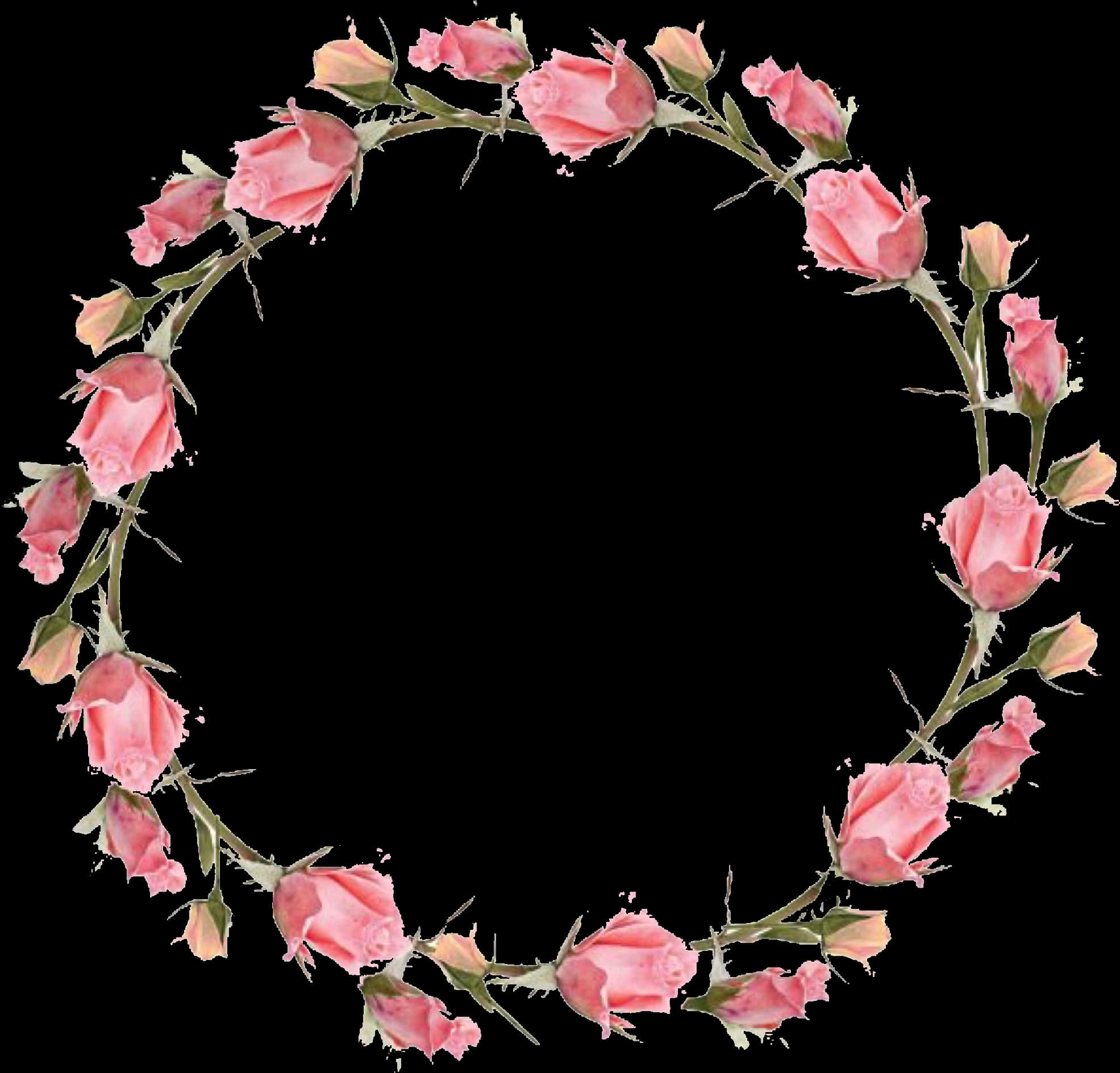 Pink Rose Frame Circle