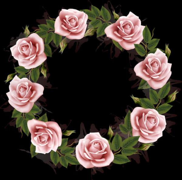 Pink_ Rose_ Wreath_ Vector