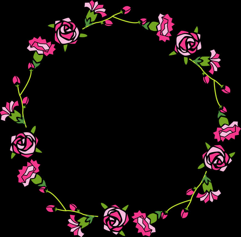 Pink Rose Wreath Vector