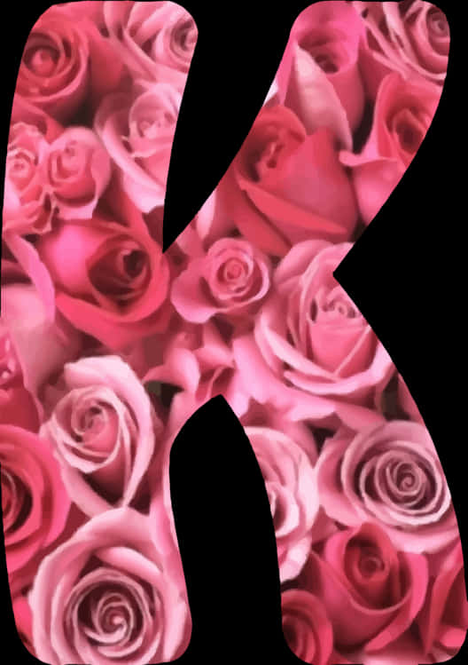Pink Roses Letter K Design