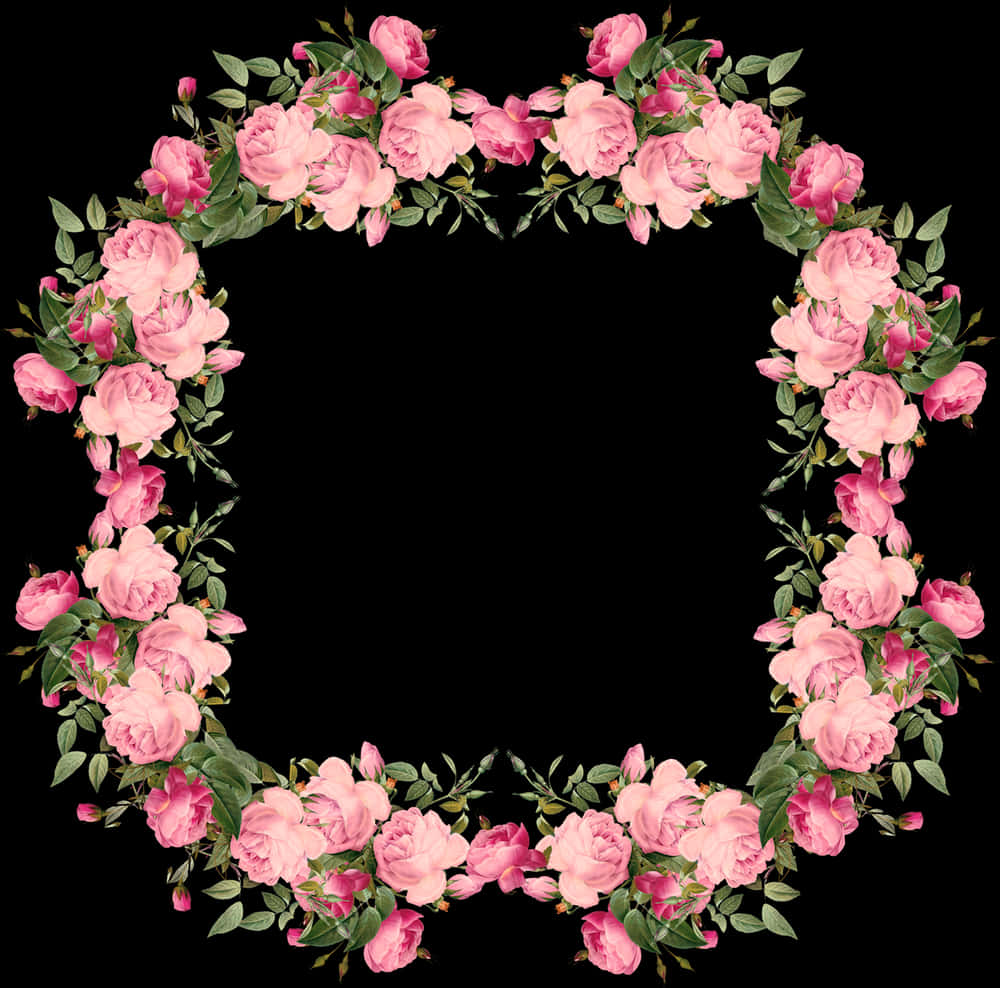 Pink Roses Vintage Frame