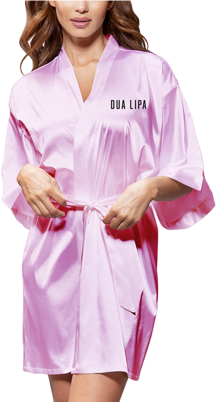 Pink Satin Kimono Robe