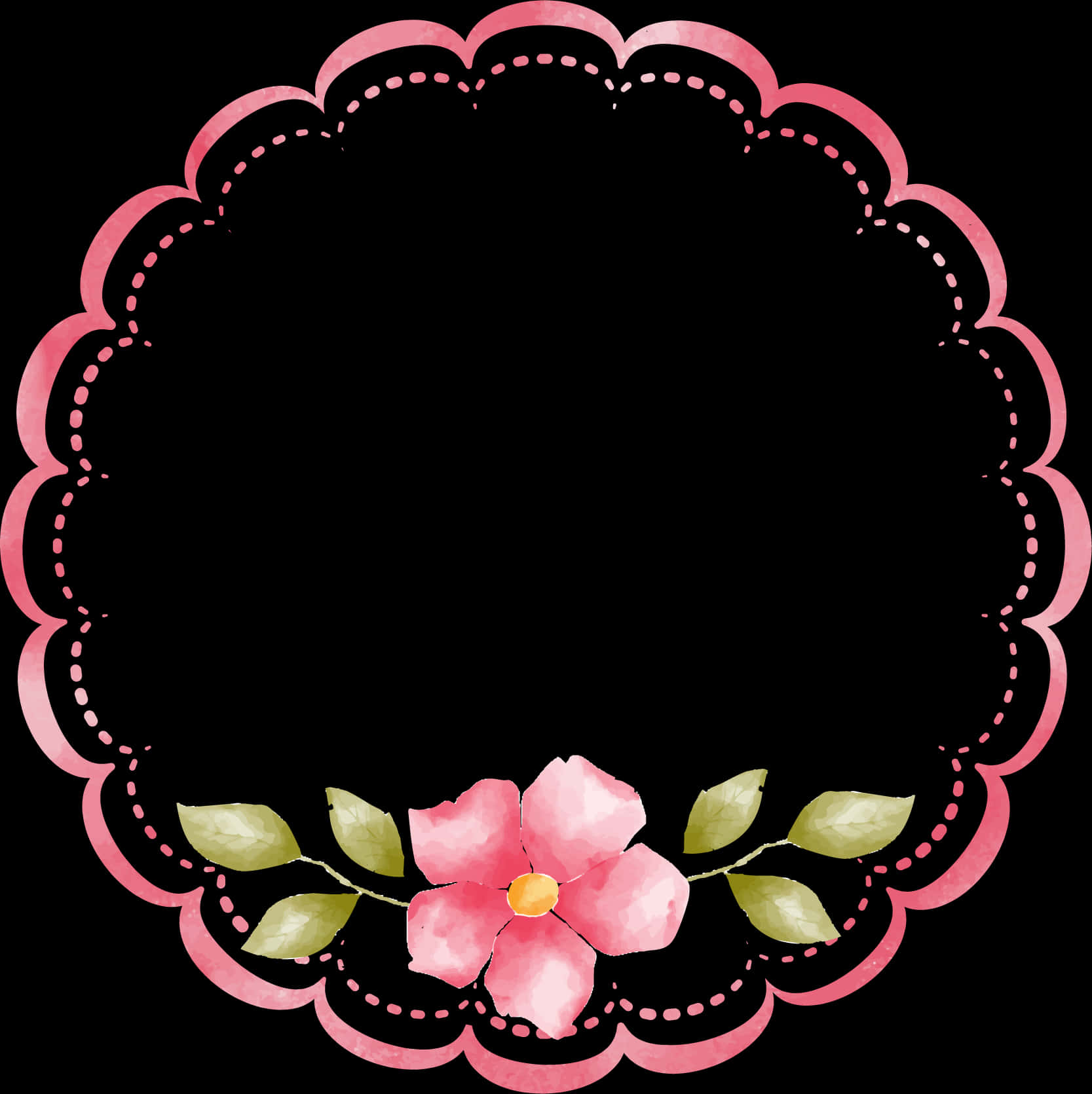 Pink Scalloped Framewith Flower