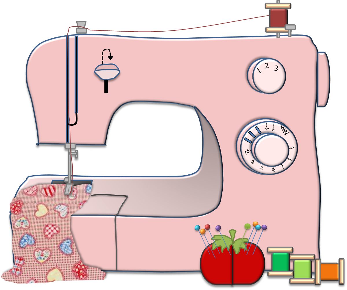 Pink Sewing Machine Illustration