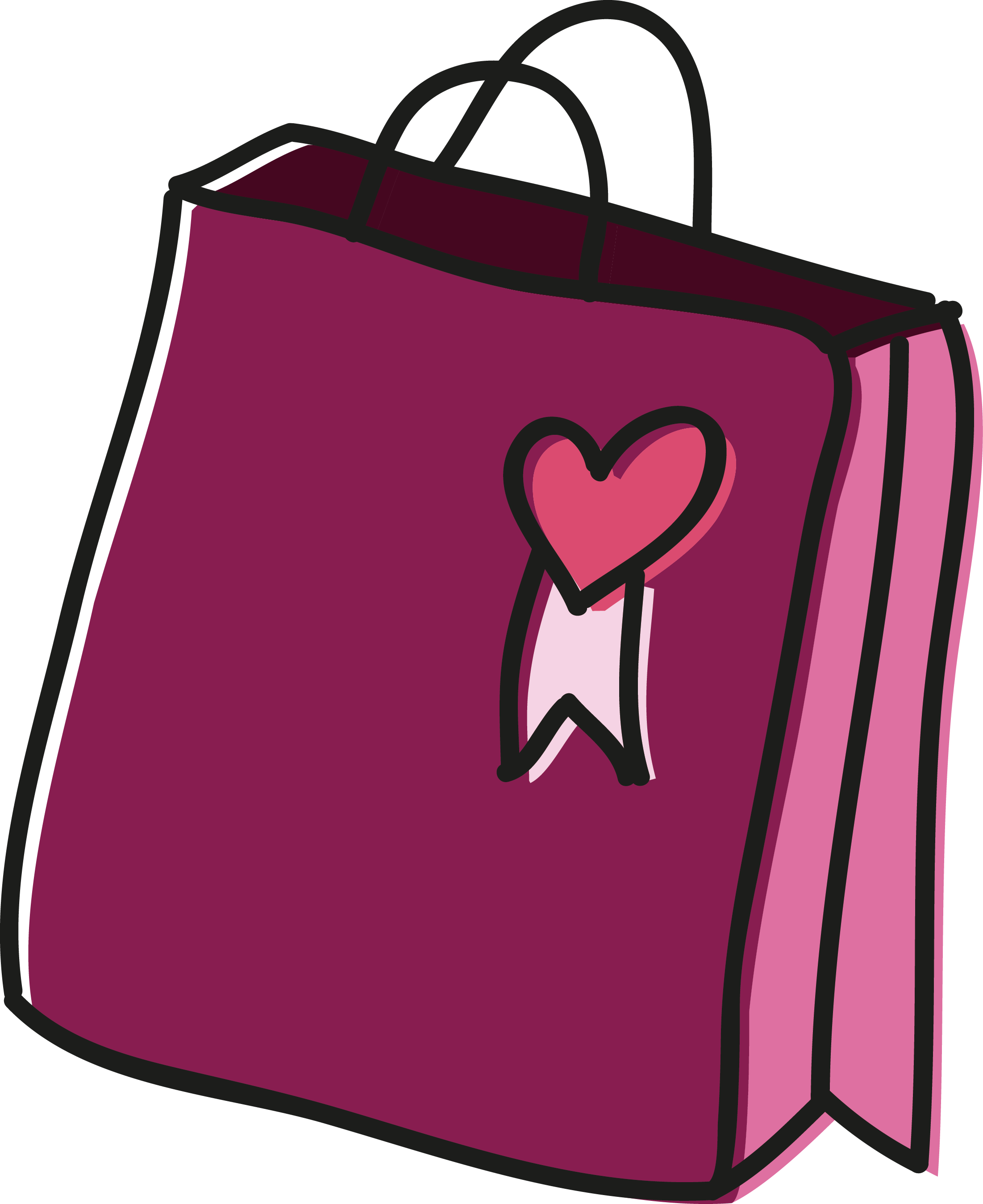 Pink Shopping Bag With Heart Design