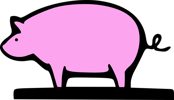 Pink Silhouette Pig Graphic