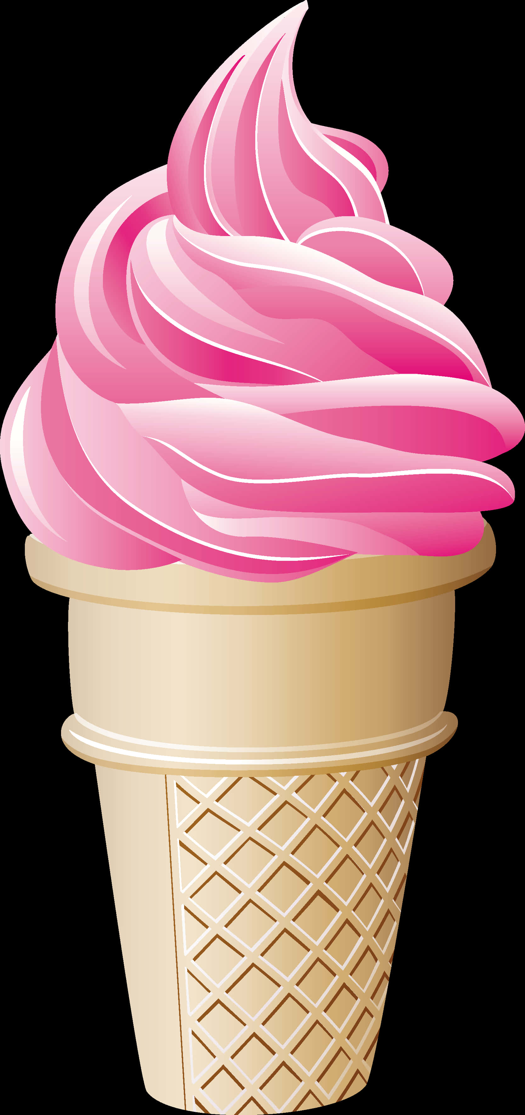 Pink Soft Serve Ice Cream Cone