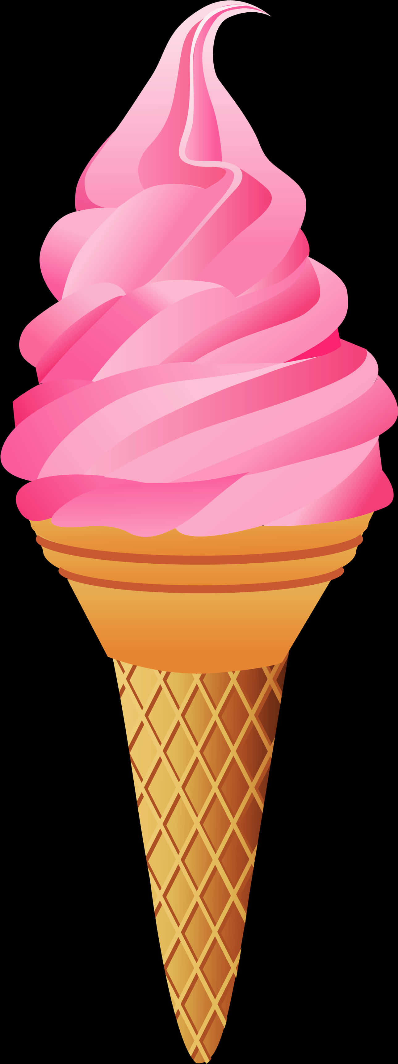 Pink Soft Serve Ice Cream Cone