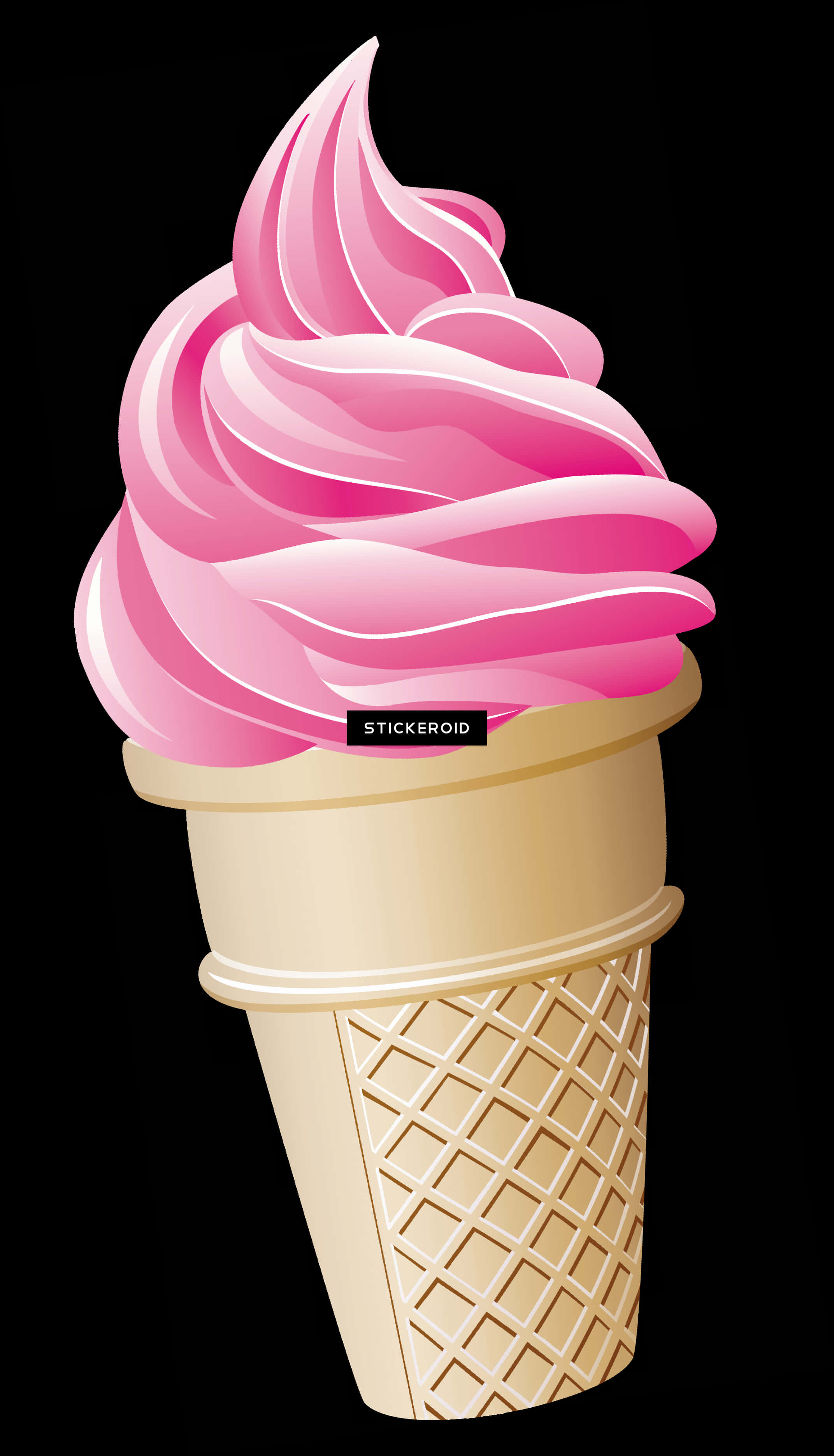 Pink Soft Serve Ice Cream Cone