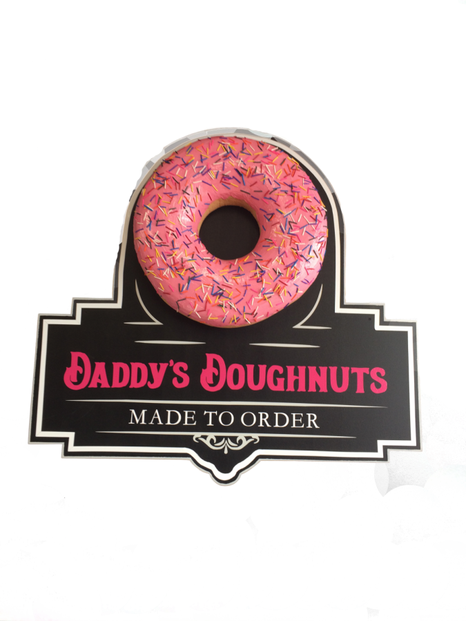 Pink Sprinkled Doughnut Daddys Doughnuts Sign