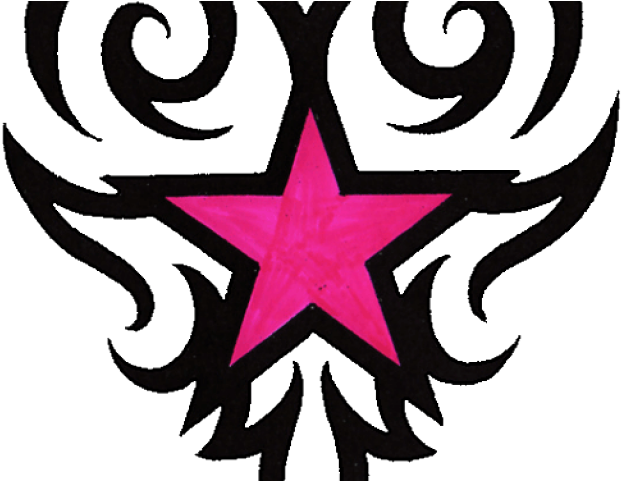 Pink Star Tribal Tattoo Design