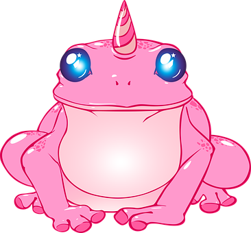 Pink Unicorn Frog Cartoon