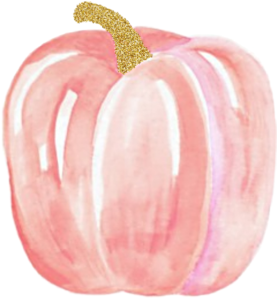 Pink Watercolor Pumpkinwith Glitter Stem