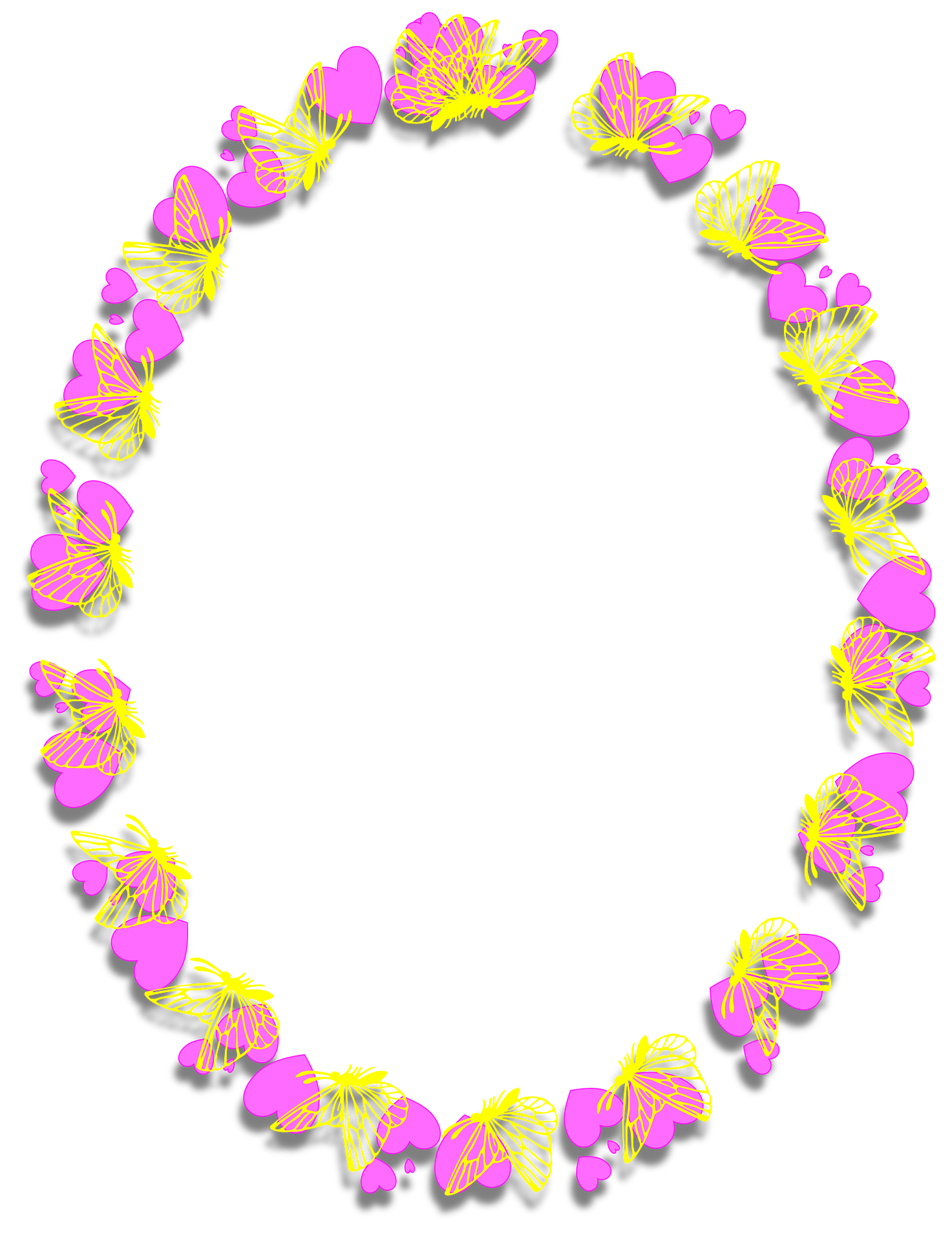 Pink Yellow Butterfly Frame