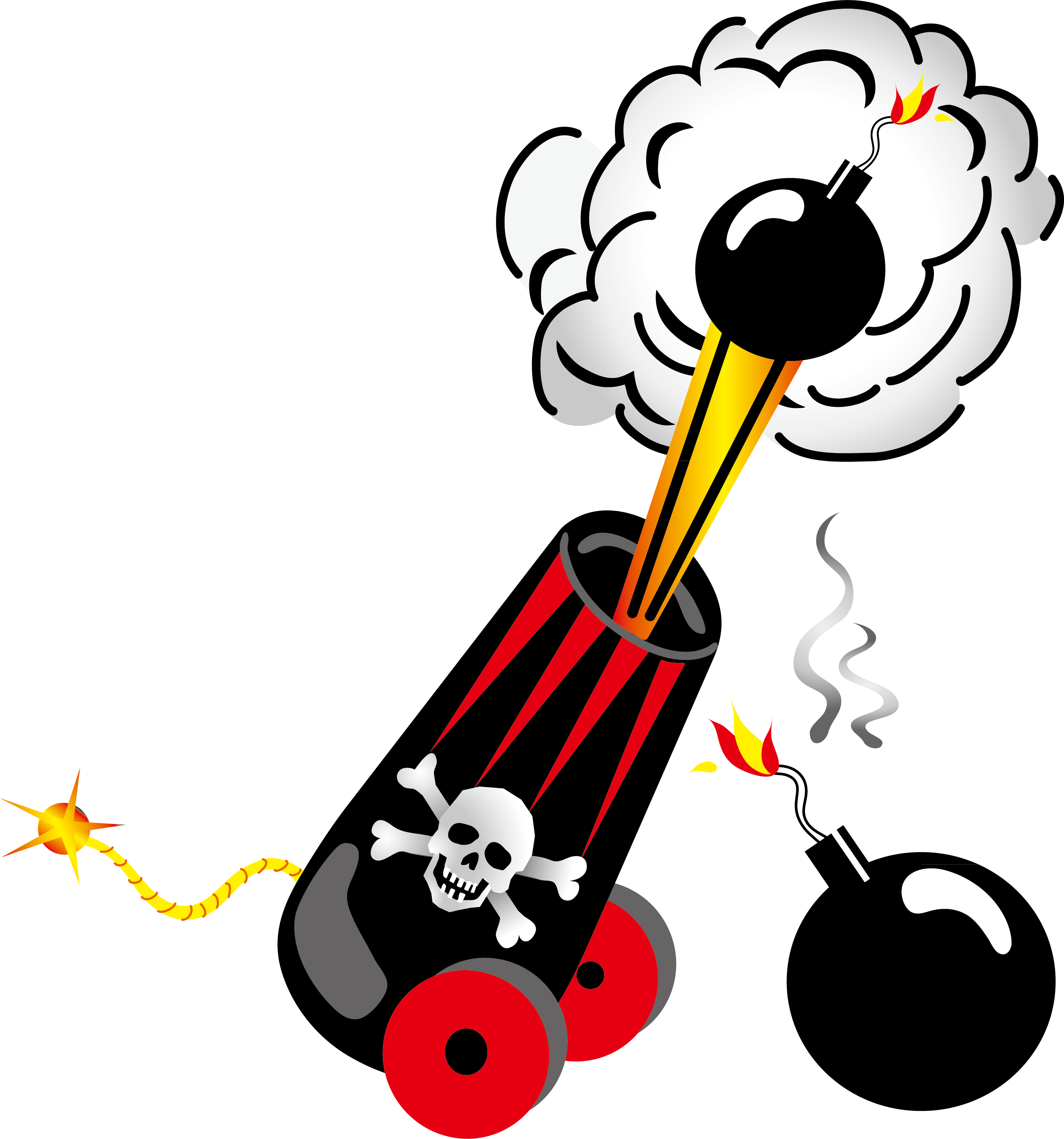 Pirate Cannon Firing Bomb Illustration