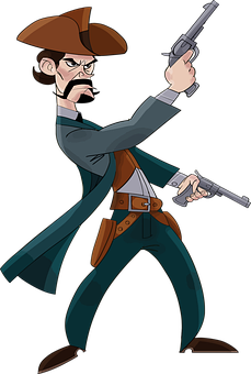 Pirate Cartoon Character With Pistols