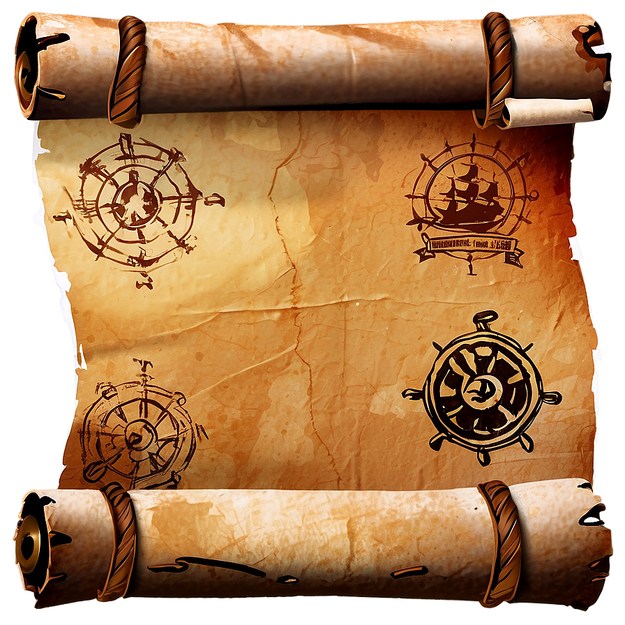 Pirate Map Scroll Paper Png Yks