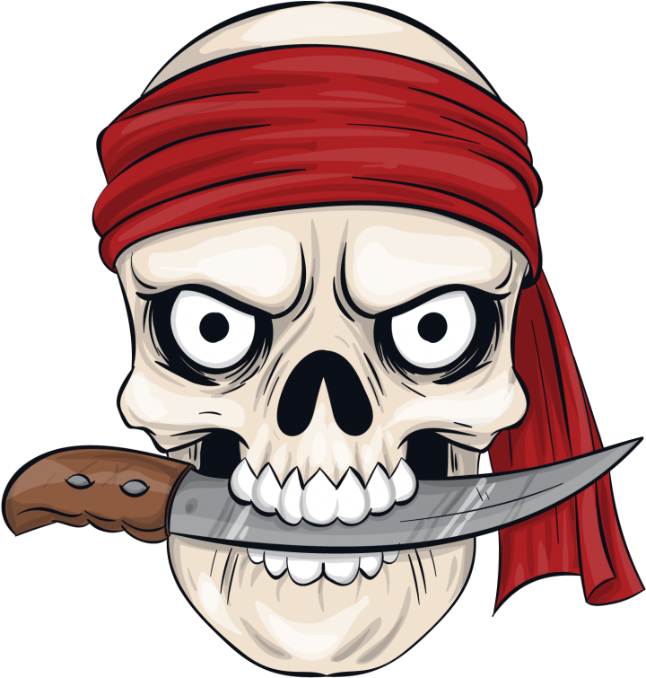 Pirate Skullwith Red Bandana