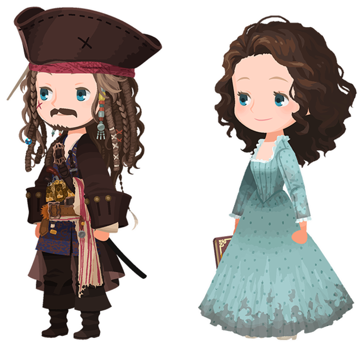 Pirateand Lady Cartoon Characters