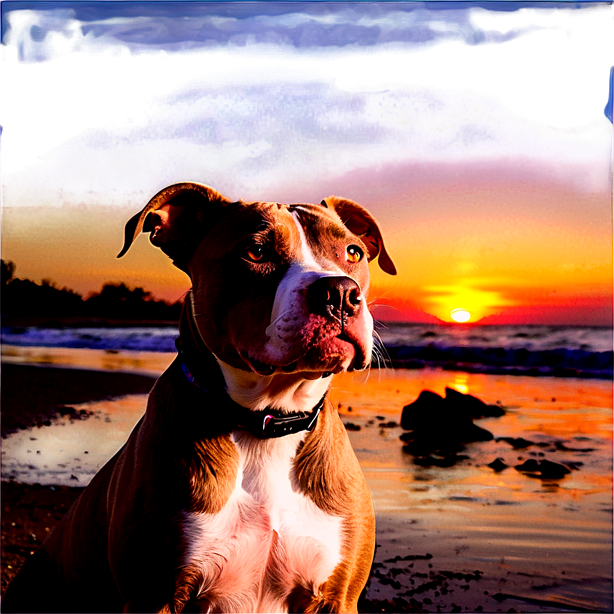 Pitbull In Sunset Png Blg19