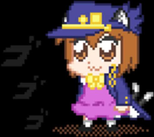 Pixel_ Art_ Anime_ Character_with_ Hat