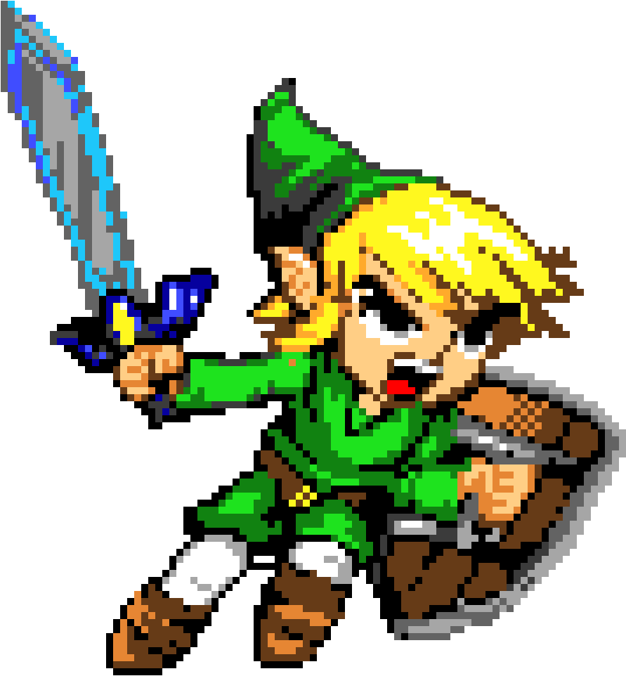 Pixel Art Hero With Swordand Shield