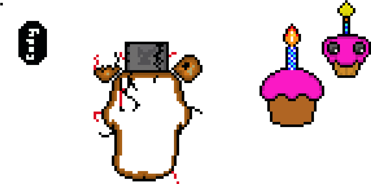 Pixel Art Nightmare Freddyand Party Items