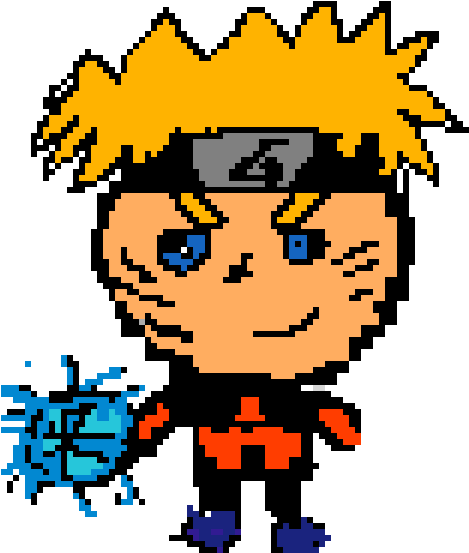 Pixel Art Ninja Character With Rasengan