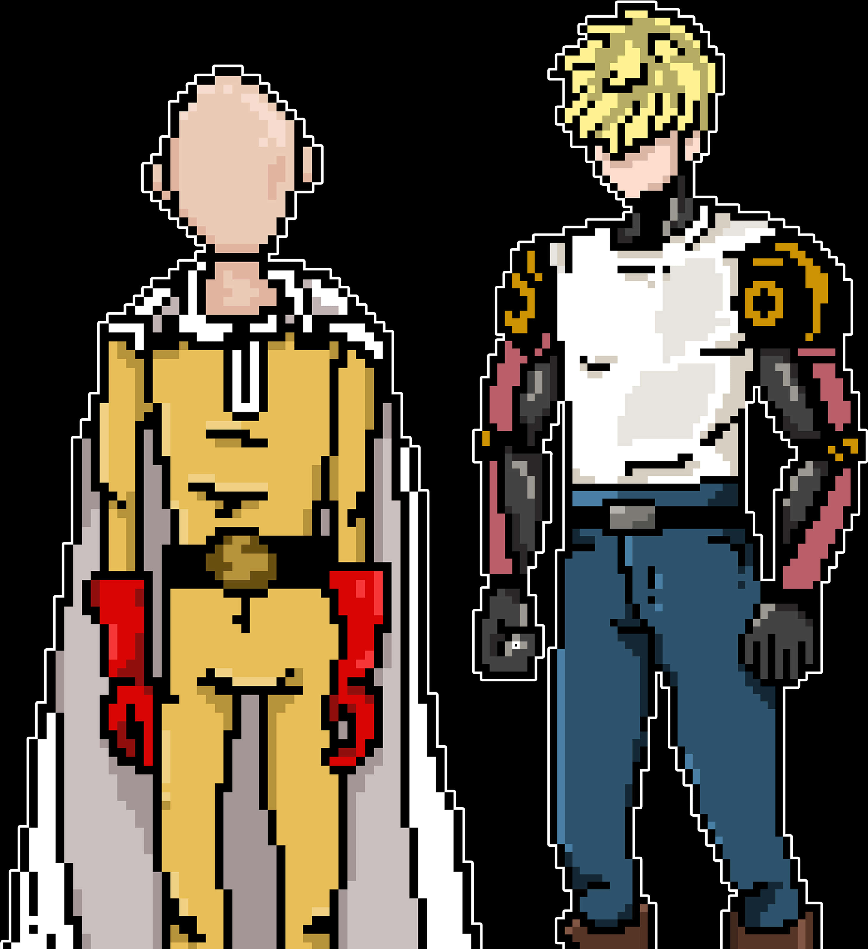 Pixel Art One Punch Manand Genos