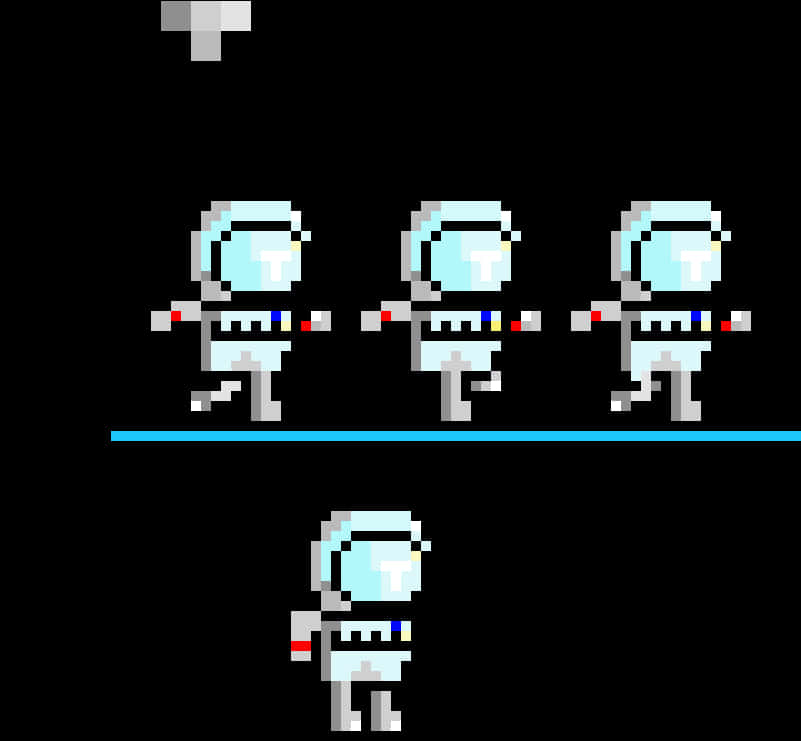 Pixel Astronautsin Spacewalk Formation