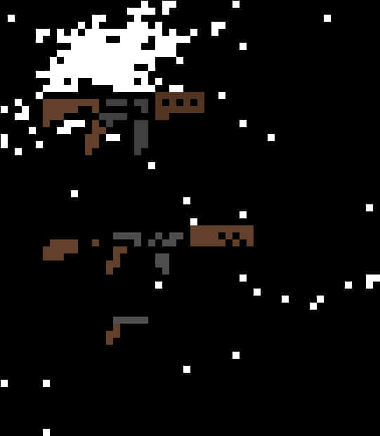Pixelated A K47on Black Background
