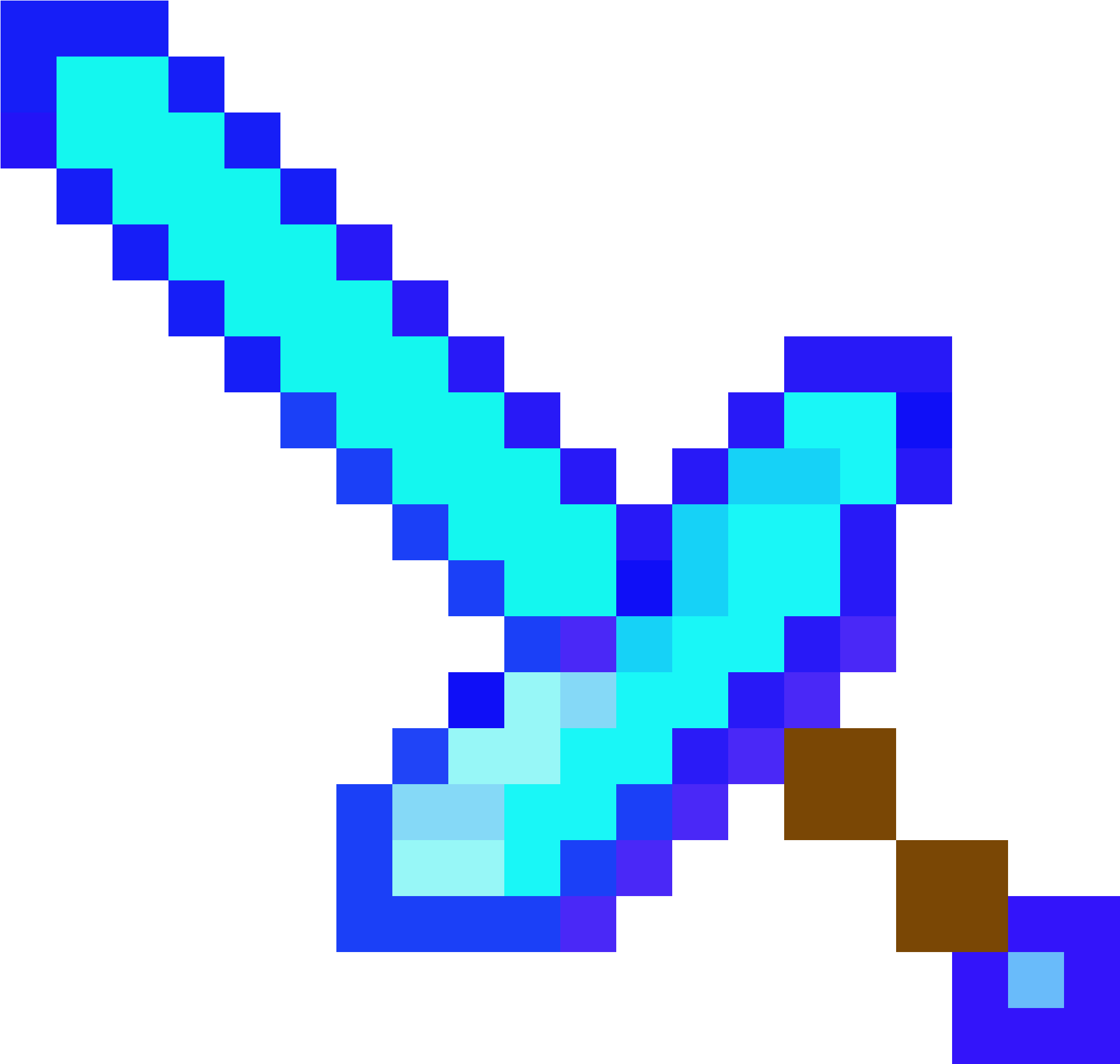 Pixelated Blue Diamond Sword