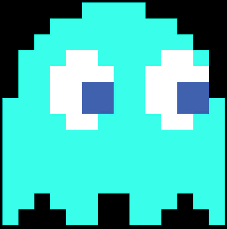 Pixelated Blue Ghost Graphic