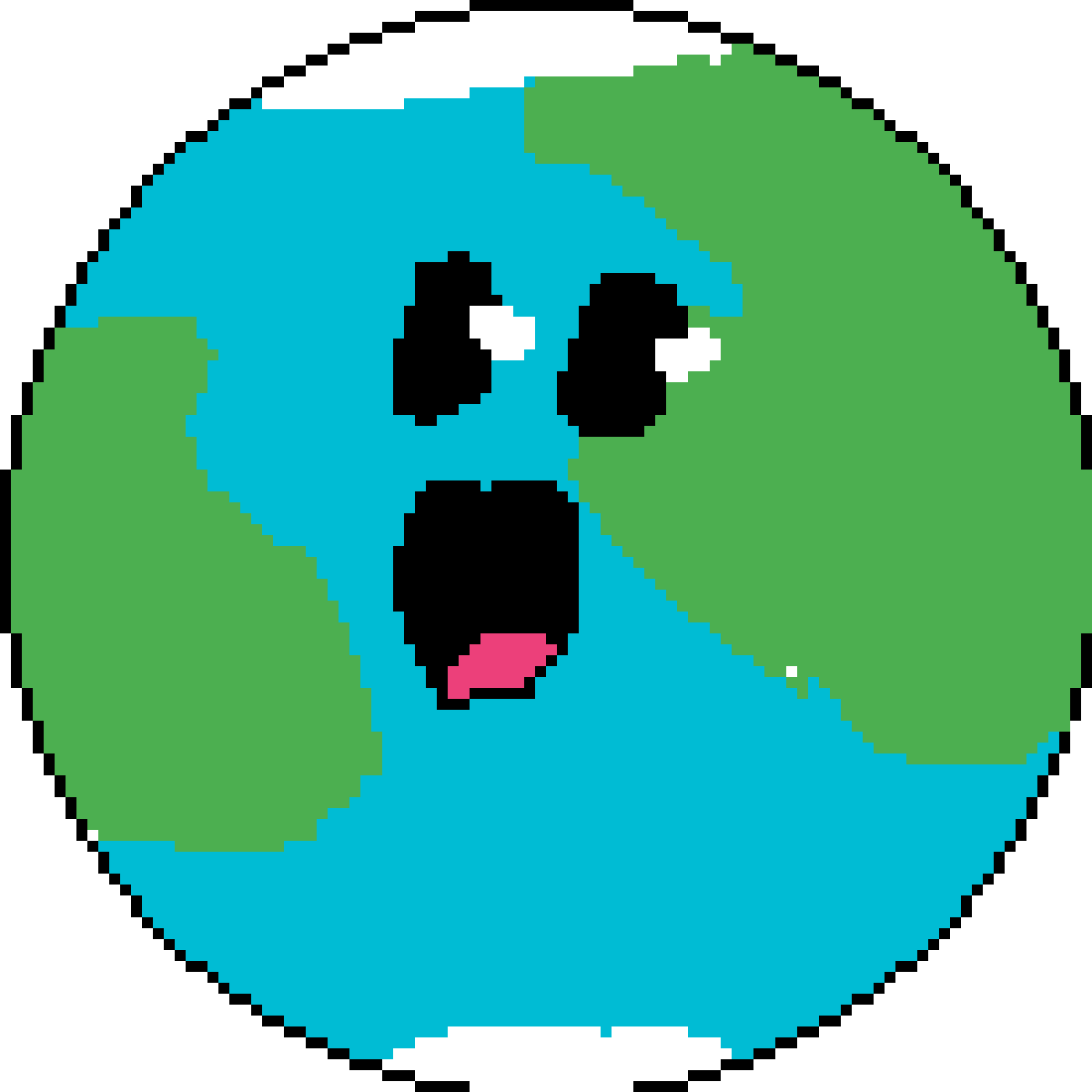 Pixelated Cartoon Earth Expression