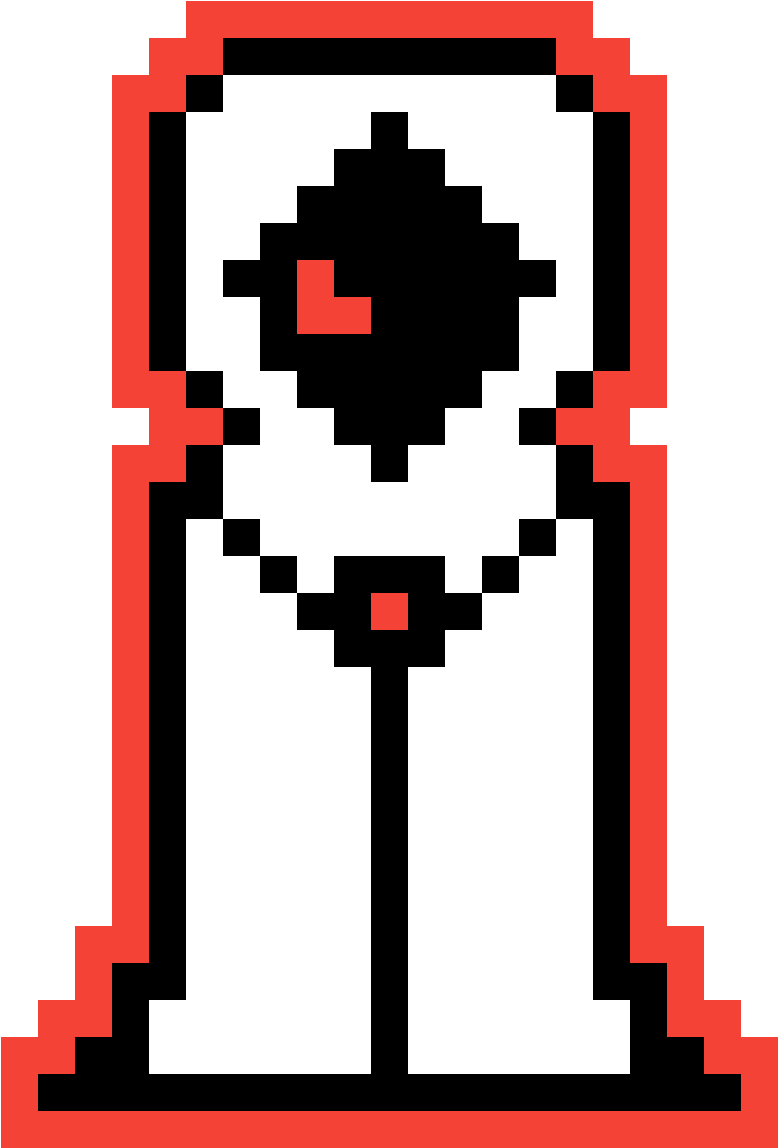 Pixelated Characterin Redand White