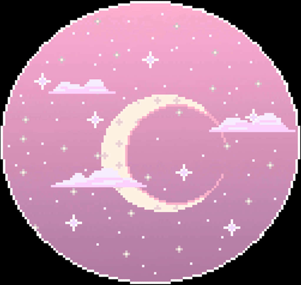 Pixelated Crescent Moonand Stars