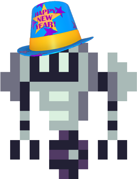 Pixelated Figurewith New Year Hat