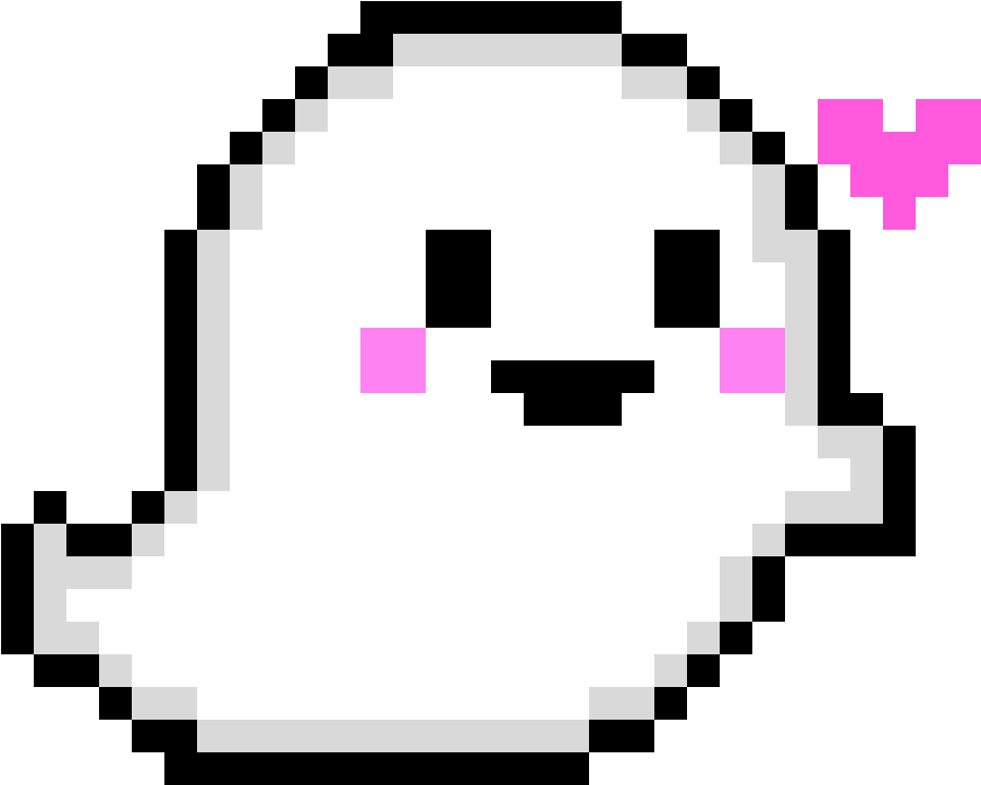 Pixelated Ghost With Heart